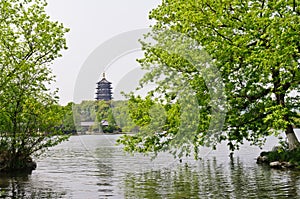 The west lake Leifeng Pagoda in hangzhou
