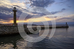 West Lighthouse and pier at Whitby