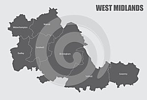 West Midlands county administrative map