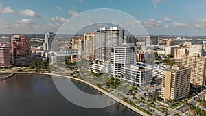 WEST PALM BEACH, FL - APRIL 10, 2018: Aerial city skyline from l