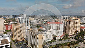 WEST PALM BEACH, FL - APRIL 10, 2018: Aerial city skyline from l