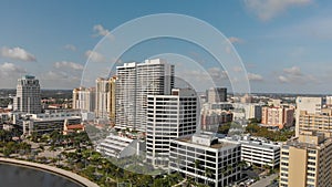 WEST PALM BEACH, FL - APRIL 10, 2018: Aerial city skyline from l