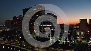 WEST PALM BEACH, FL - APRIL 10, 2018: Aerial city skyline at night. Palm Beach is a major destination in Florida