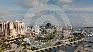 WEST PALM BEACH, FL - APRIL 10, 2018: Aerial skyline of Palm Beach. The city is a famous tourist destination in Florida