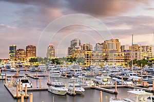 West Palm Beach, Florida, USA downtown skyline on the Intracoastal Waterway