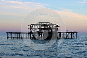 West Pier during the sunset in Brighton, UK