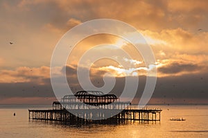 The West Pier at sunset in Brighton