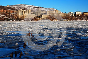West Point on a frozen Hudson River