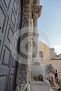 West portal of pontifical Basilica di San Nicola (Basilica of Saint Nicholas) in  Bar