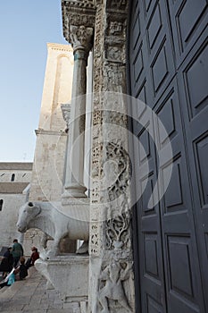 West portal of pontifical Basilica di San Nicola (Basilica of Saint Nicholas) in  Bar