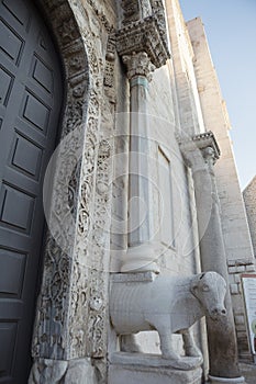 West portal of pontifical Basilica di San Nicola (Basilica of Saint Nicholas) in  Bar