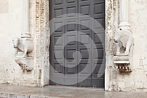 West portal of pontifical Basilica di San Nicola (Basilica of Saint Nicholas) in  Bar