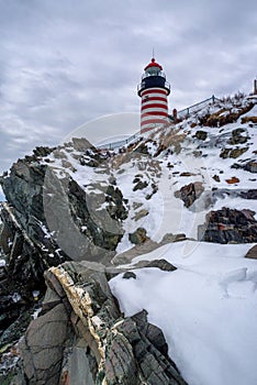 West Quoddy Head Light,  Lubec, Maine, is the easternmost point of the contiguous United States