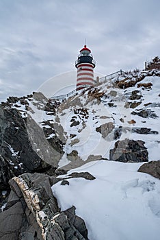 West Quoddy Head Light,  Lubec, Maine, is the easternmost point of the contiguous United States