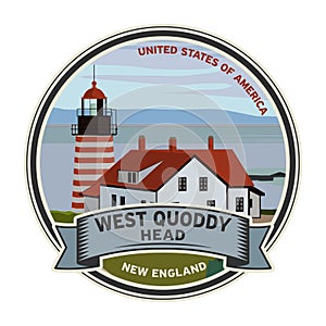 West Quoddy Head lighthouse, Maine in New England