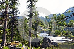 West Sayan, Ergaki, Azure lake in summer