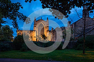 West side of Hexham Abbey at night photo