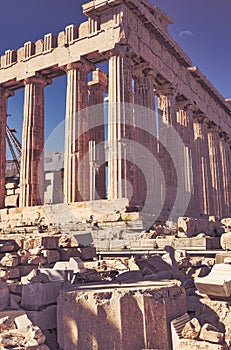 West side of Parthenon templ ein Acropolis rock