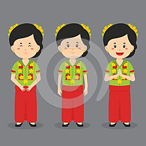 West Sulawesi Character with Various Expression