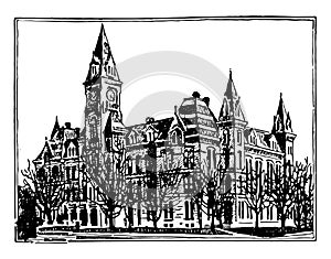 West Virginia Capitol Building vintage illustration