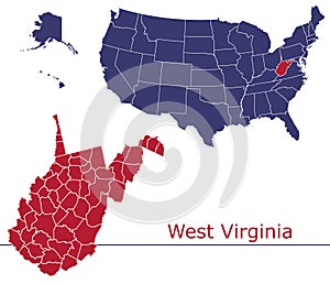 West Virginia counties vector map