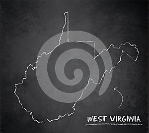 West Virginia map card blackboard chalkboard