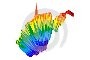 West Virginia - map is designed rainbow abstract colorful pattern