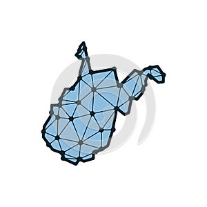 West Virginia state map polygonal illustration made of lines and dots