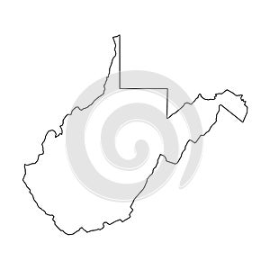 West Virginia, state of USA - solid black outline map of country area. Simple flat vector illustration