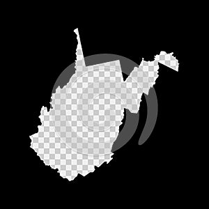 West Virginia US state stencil map. Laser cutting template on transparent background. Vector illustration