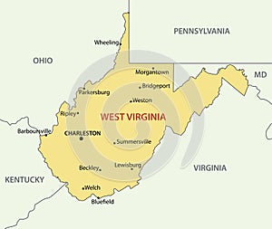 West Virginia - vector map