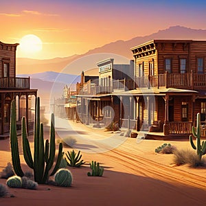 west wild town desert old saloon western street background