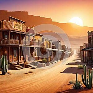 west wild town desert old saloon western street background