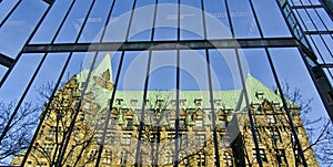 West Wing of Parliament Buildings Reflected