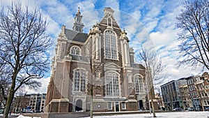 The Wester church on a beautiful winter day in Amsterdam the Netherlands