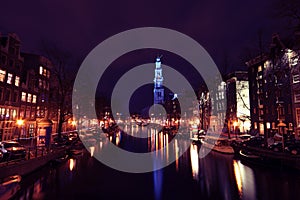 Westerkerk canal night