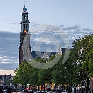 Westerkerk at Sunset in Amsterdam