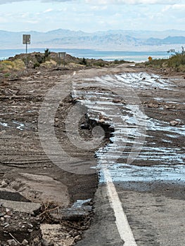 Western Arizona flash flood damage to road