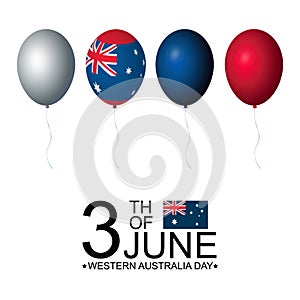 Western Australia Day 3th of June celebration banner template with set of australian balloons flag decor. Holiday collection for