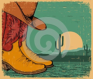 Western background with cowboy shoes