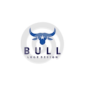 Western Bull Head silhouette with star logo design