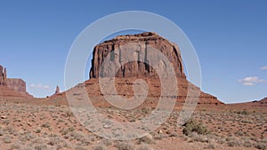 Western Buttes Of Red Orange Sandstone Rock Formations In Monument Valley Usa