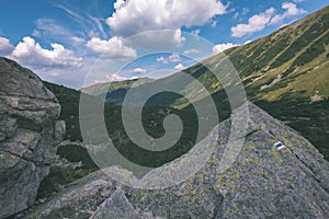 Western carpathian mountain panorama in clear day - vintage retro look