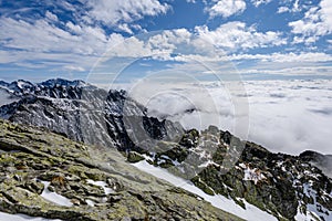 Mountain tops in winter covered in snow