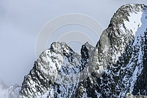 Mountain tops in winter covered in snow