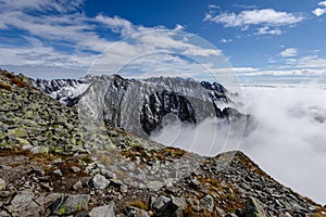 Mountain tops in winter covered in snow