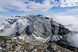 Mountain tops in winter covered in snow