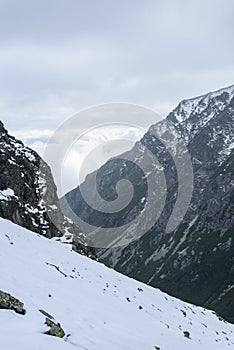 Mountain tops in winter covered in snow