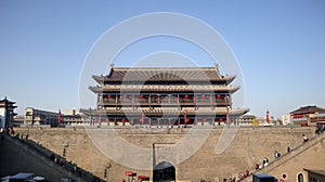 The western city of Xi`an, the capital of the Qin Dynasty and the Tang Dynasty, the city wall, and the Yongdingmen city gate.