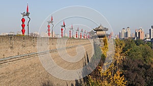 The western city of Xi`an, the capital of the Qin Dynasty and the Tang Dynasty, the city wall, and the Yongdingmen city gate.